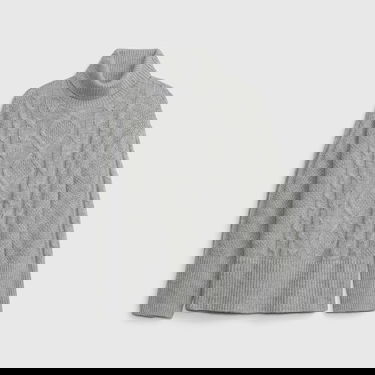 Sweater GAP Sweater Tneck Cable Light Grey Heather XXS Grå | 815134-00, 3