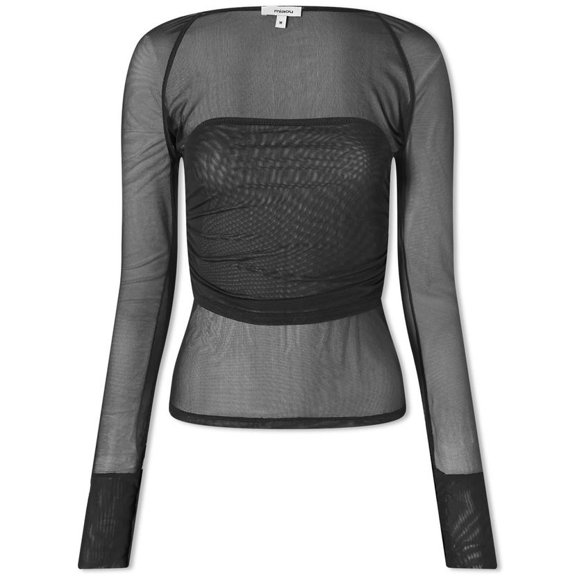 Linne Miaou Miaou Iris Long Sleeve Mesh Top Svart | 7112PM2BLK