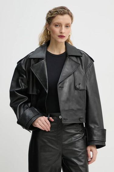 Trenchcoat STAND STUDIO Stand Studio Bloom Cropped Leather Jacket Svart | 66387.7010, 3