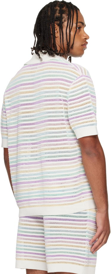 Polotröja Casablanca Crochet Knit Striped Polo Shirt Flerfärgad | M-AW25-KW-1097-01, 4