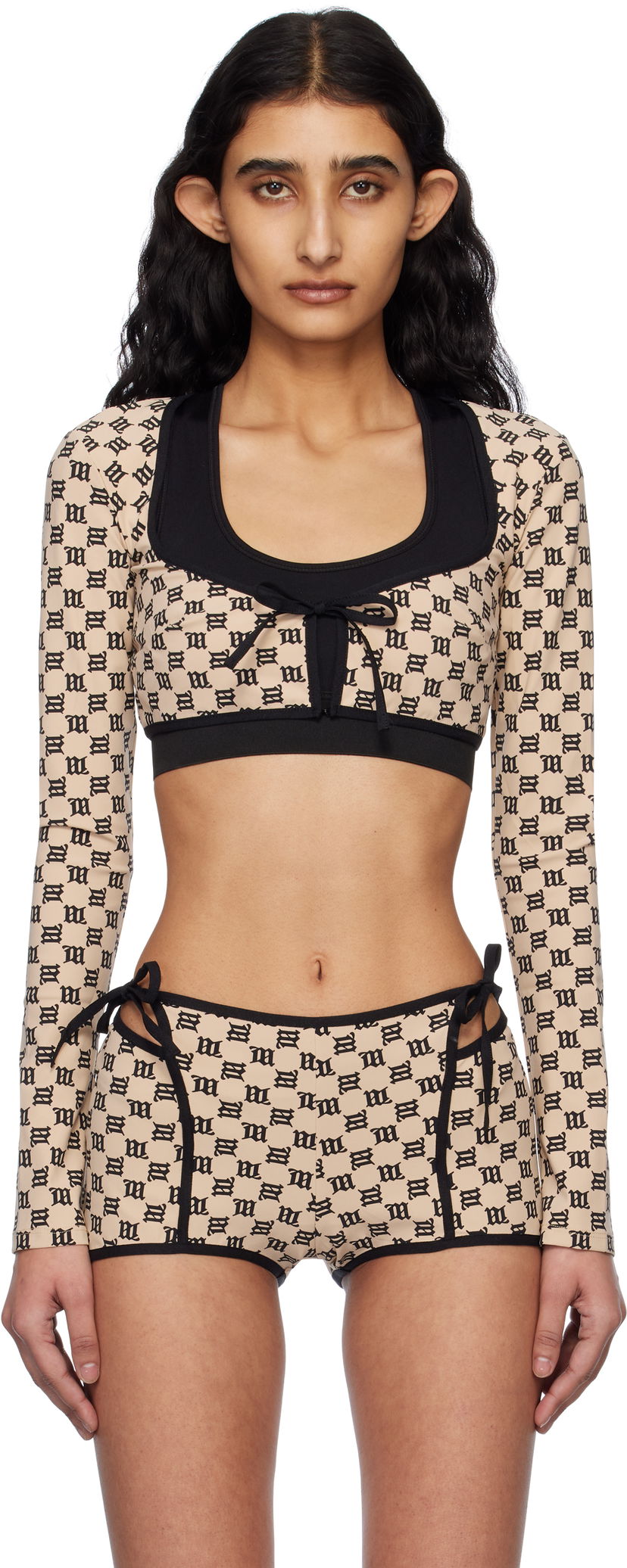 Träningsoverall MISBHV MISBHV Monogram Coquette Shrug Beige | 250W113