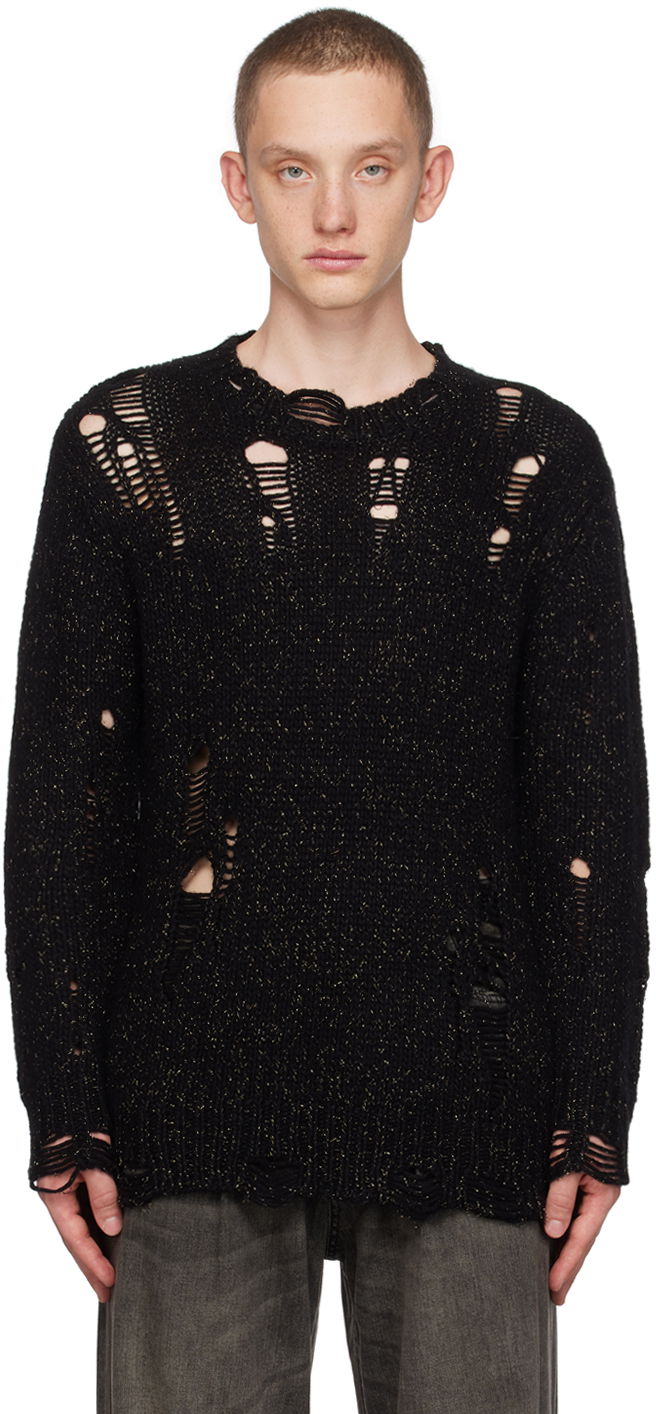 Sweater R13 R13 Distressed Knit Sweater Svart | R13WY184-Y103B