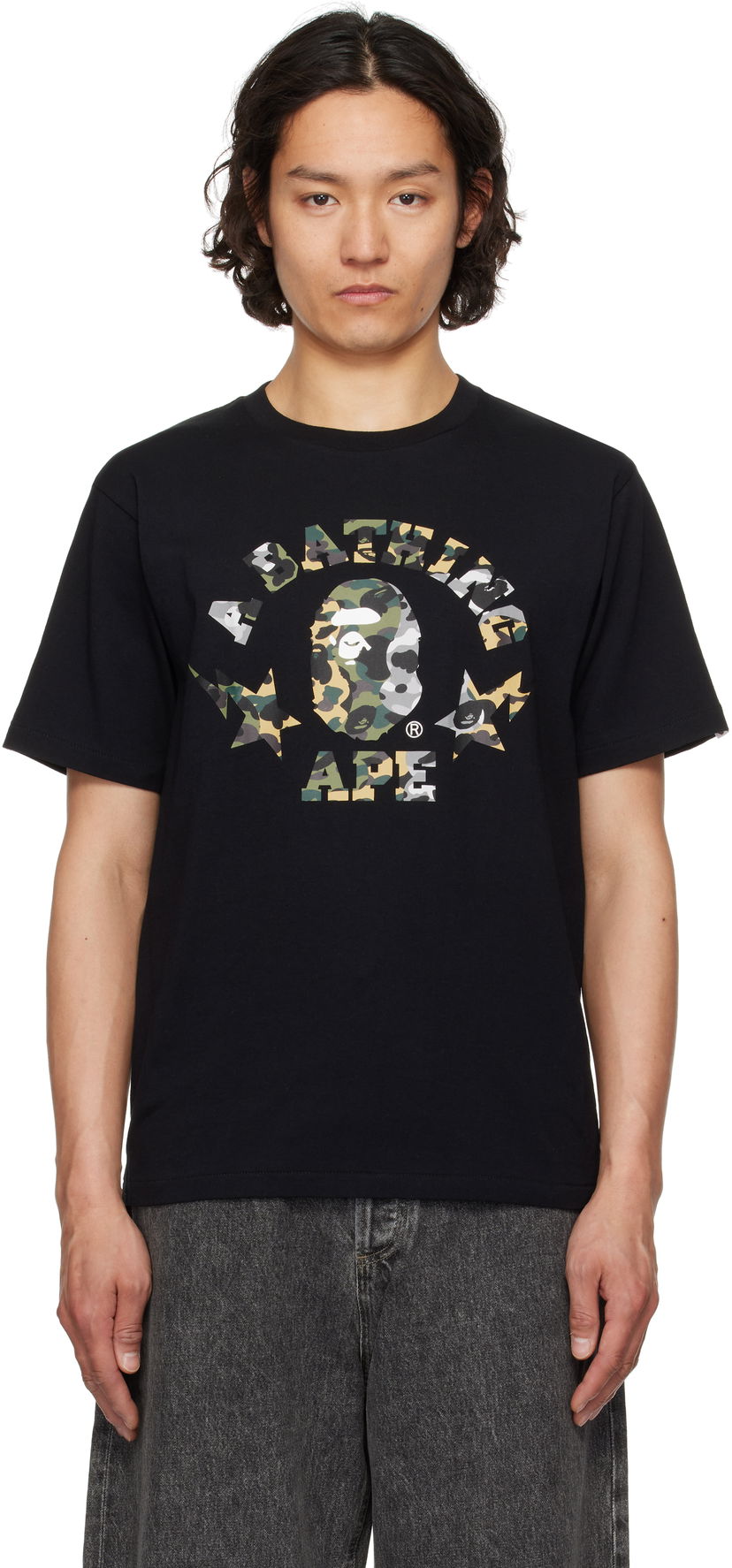 T-shirt BAPE 1st Camo Crazy STA College T-Shirt Svart | 001TEL301016M