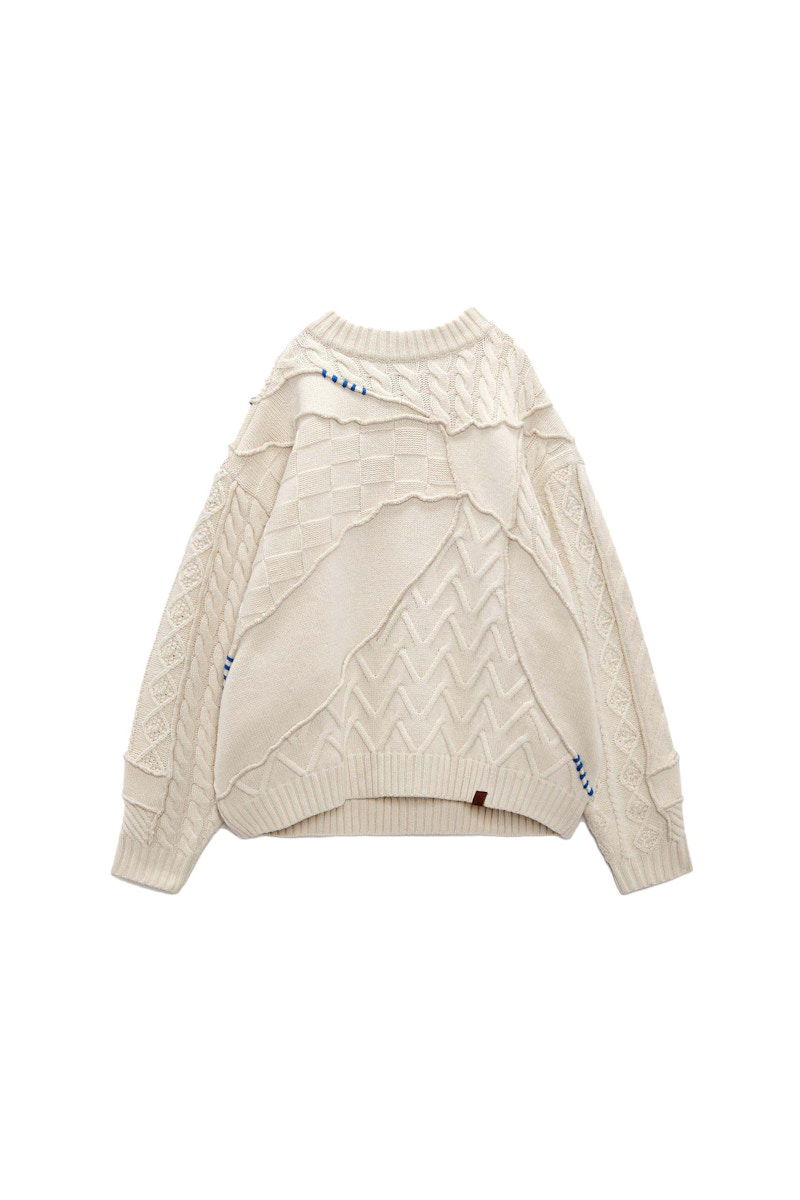 Sweater ADER ERROR Zara x Oversized Patchwork Knit Sweater Vit | 5755/002