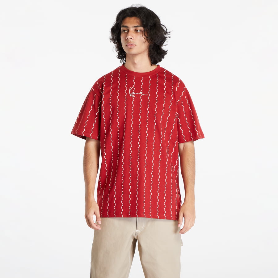 T-shirt Karl Kani Small Signature Ziczac Pinstripe Tee Röd | 6037820, 0