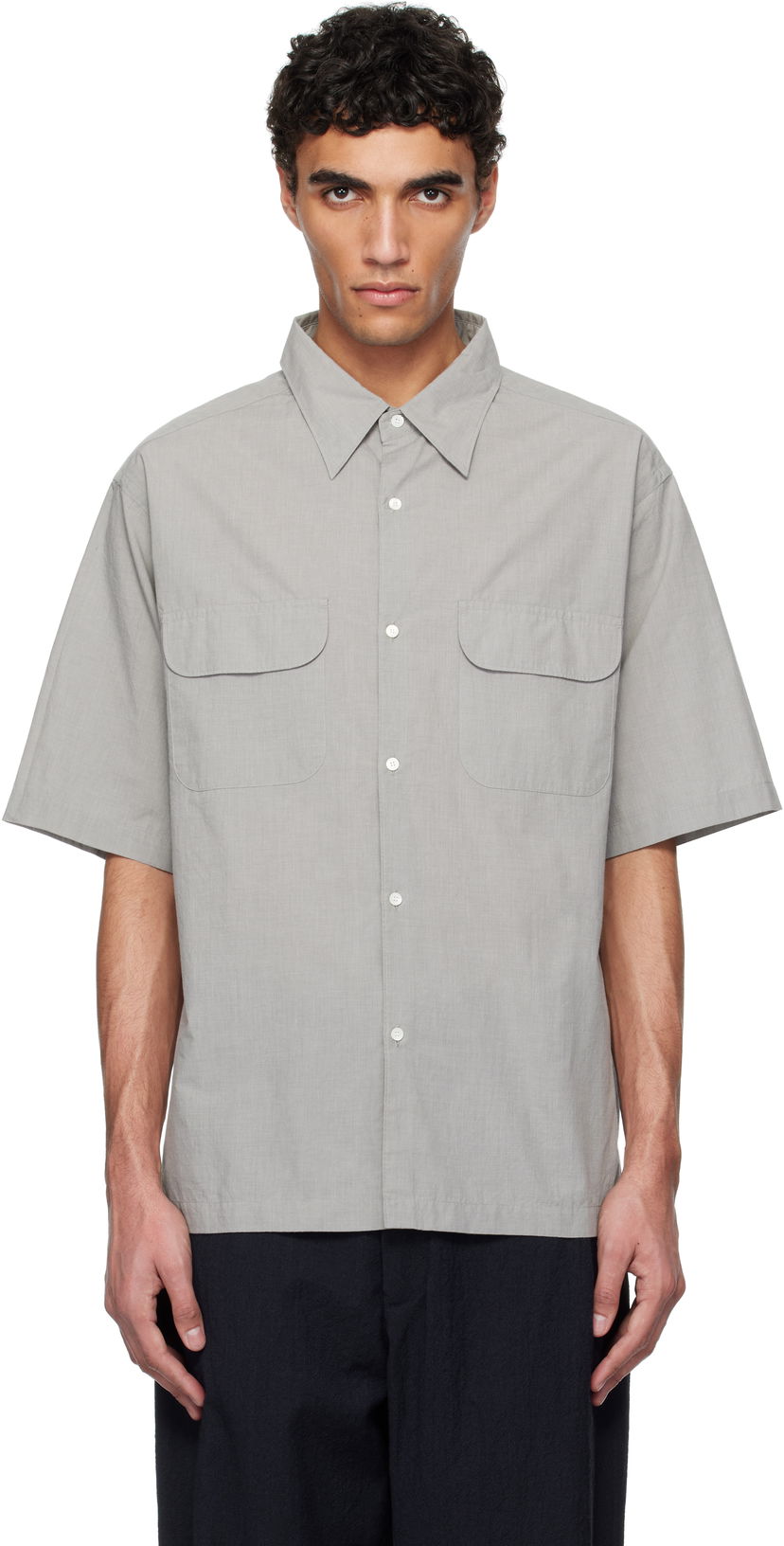 Skjorta NANAMICA nanamica Regular Collar End on End Short Sleeve Shirt Grå | S25SG075U