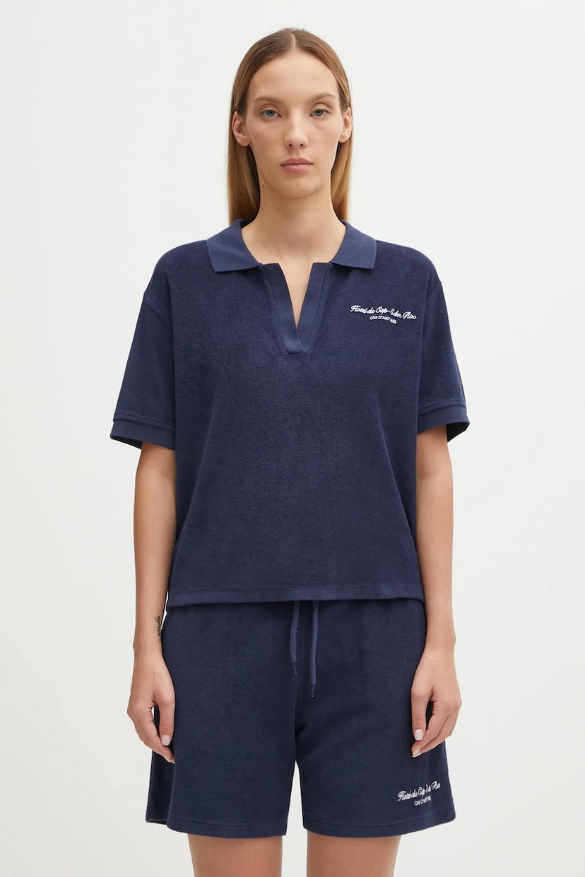Polotröja Sporty & Rich Eden Script Terry Polo Shirt Mörkblå | TO00160673BL106