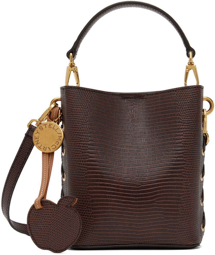 Handväska Stella McCartney Stella McCartney Frayme Scale-Embossed Bucket Bag Brun | 7B0093WP0426