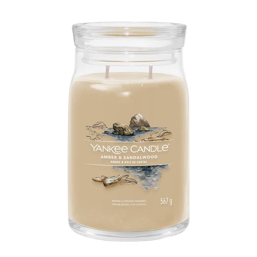 Ljus Yankee Candle Signature Large Jar 2 Wicks Amber & Sandalwood Universal Natural & Synthetic Fragrance 567g Beige | 40724