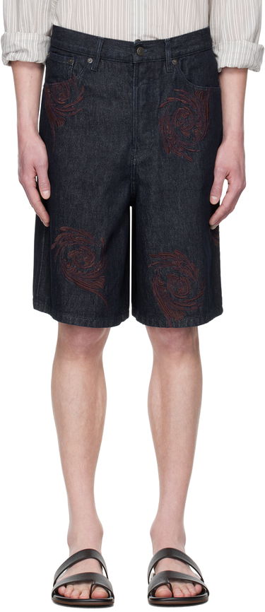 Shorts Dries Van Noten Dries Van Noten Embroidered Denim Shorts Blå | 251-080918-1554, 0