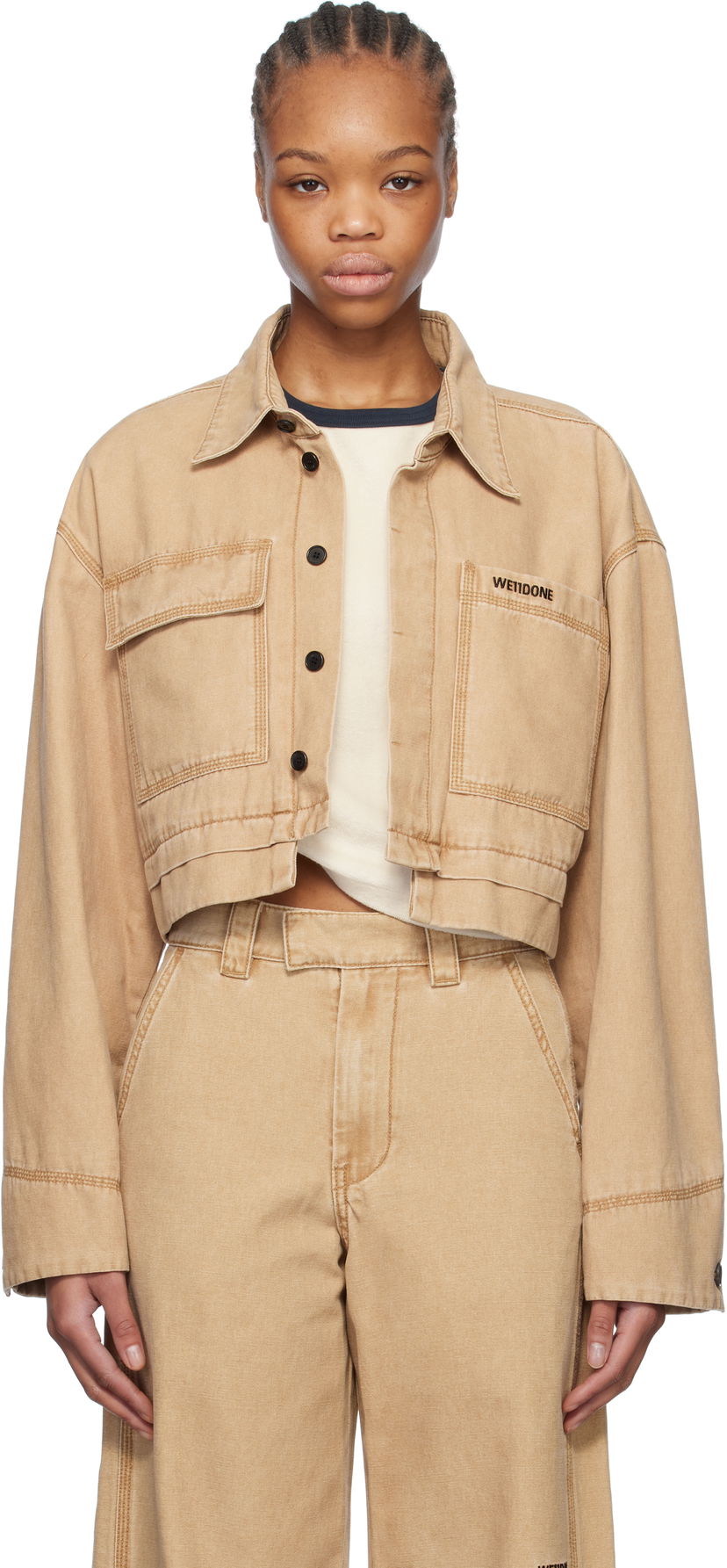 Jacka We11done We11done Cropped Work Jacket Beige | WD-JK0-25-055-W-BG