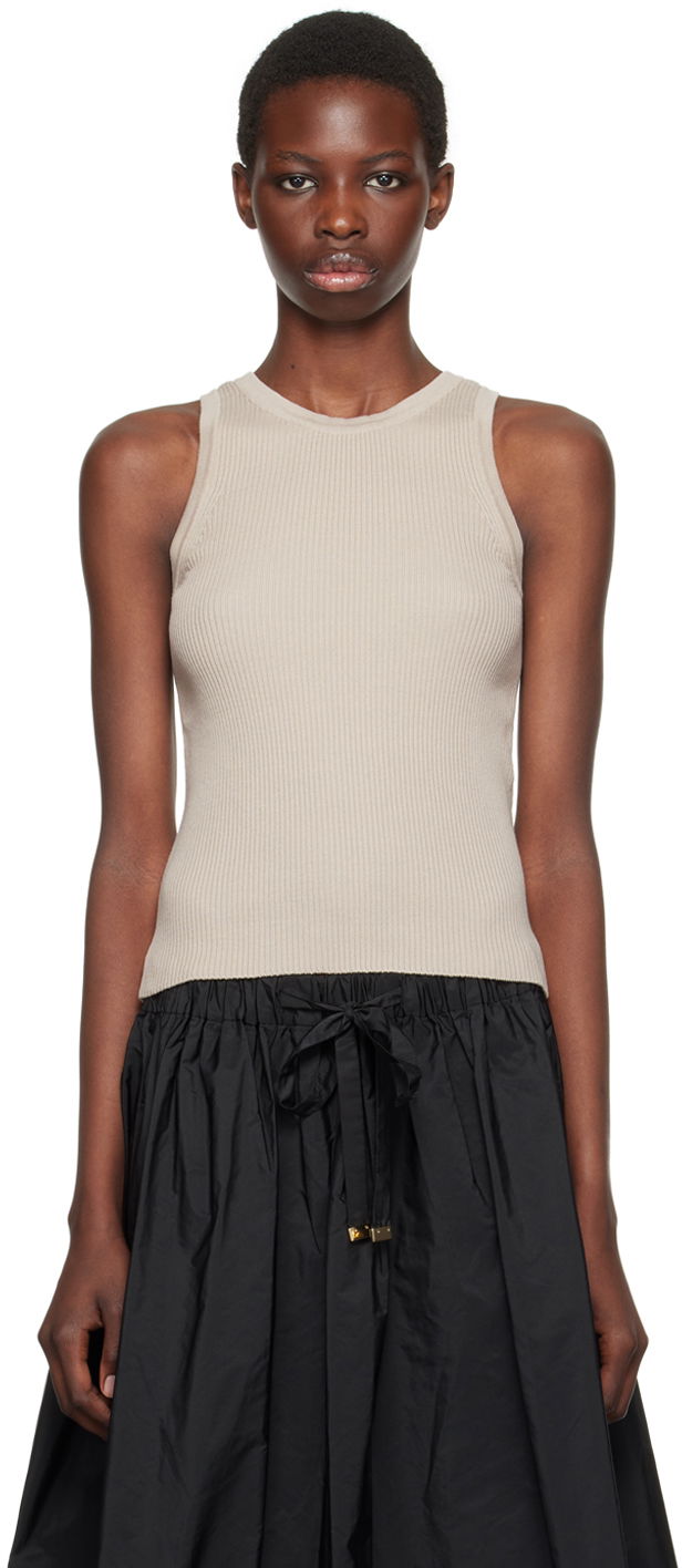 Linne Max Mara Ribbed Knit Tank Top Beige | 2429366081600