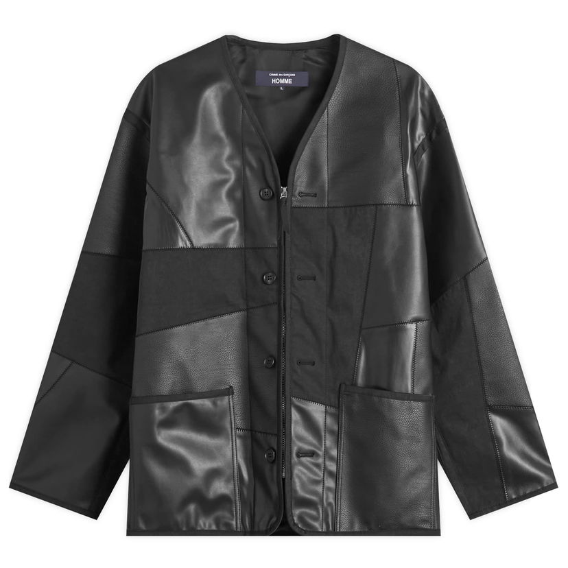 Jacka Comme des Garçons Homme Leather Mix Jacket Svart | HP-J010-W25-1
