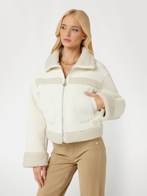 Bomberjacka GUESS Reversible Faux Leather Jacket Vit | W4BL2VWGS10