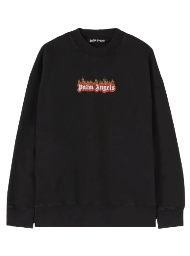 Sweatshirt Palm Angels Burning Logo Crewneck Svart | PMBA065F22FLE0041001