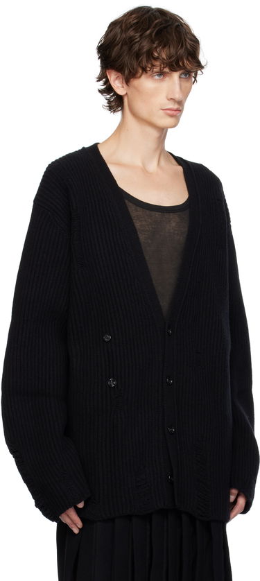 Sweater Ann Demeulemeester Ingemar Oversize Distressed Cardigan Svart | 2402-M-KN31-KN048-099, 1