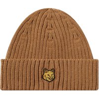 Mössa MAISON KITSUNÉ Fox Head Patch Ribbed Beanie Beige | LM06111KT1022-P236, 2