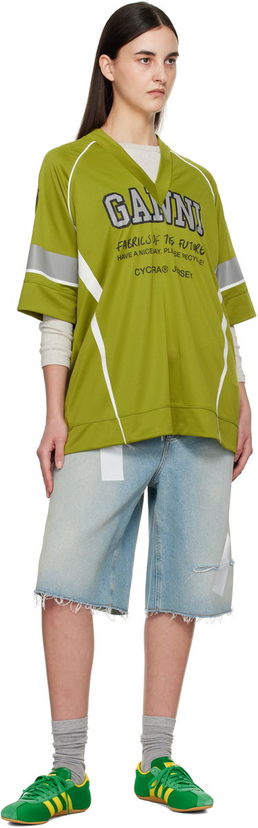 Jersey GANNI GANNI Future Mesh Oversized T-Shirt Grön | T4299, 3