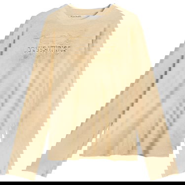 T-shirt Acne Studios Men's Long Sleeve Faded Logo T-Shirt, Size Large Beige | CL0361-AE0, 0
