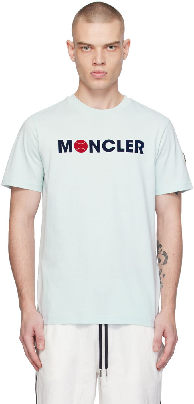 T-shirt Moncler Flocked T-Shirt Turkos | J10918C00008829HP