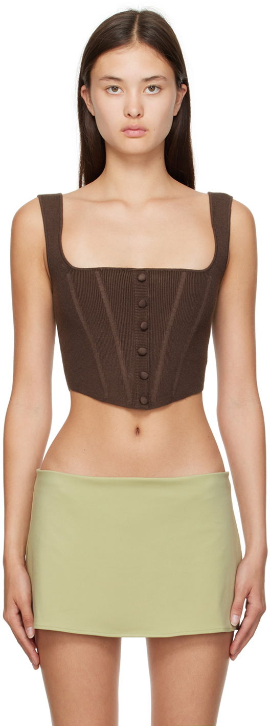 Linne GUIZIO Guizio Corset Knit Camisole Brun | DGF22C1018NY_BRN