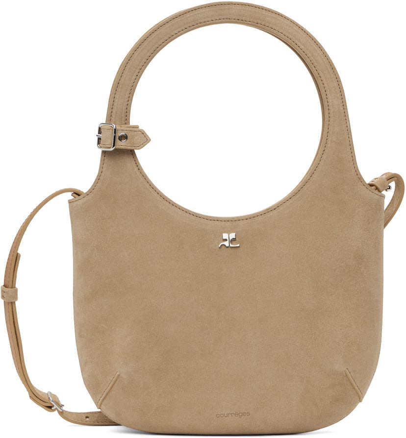 Handväska Courrèges Courrèges Holy Suede Shoulder Bag Beige | 125GSA102CR0024