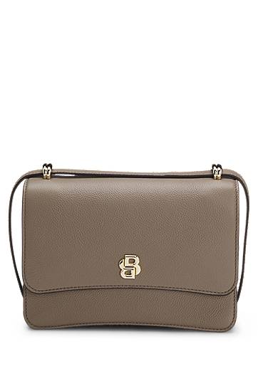 Axelväska BOSS Balmain Double B Monogram Leather Crossbody Bag Grå | 50554935
