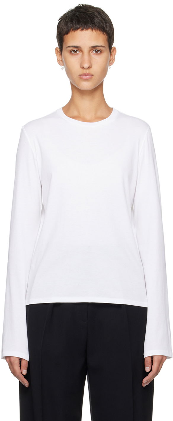 T-shirt The Row Sherman Long Sleeve T-Shirt Vit | 5586-F911