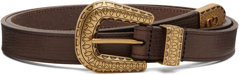 Bälten Valentino Valentino Garavani VLogo Signature Calfskin Belt Brun | 7Y2T0SQ9WZE