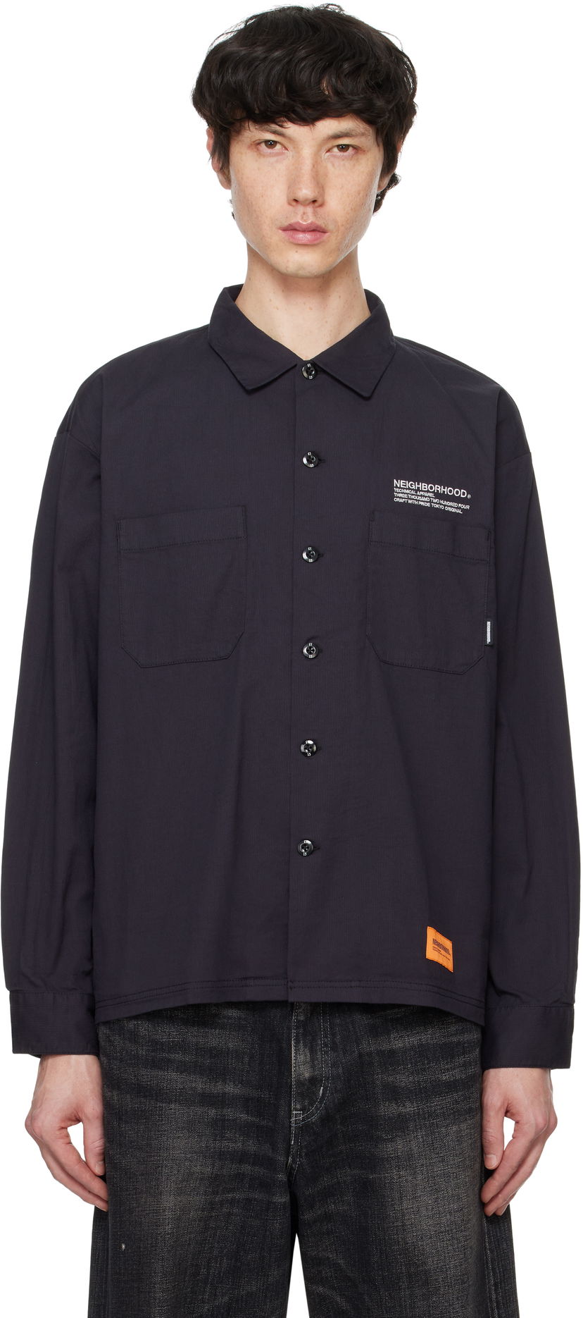 Skjorta Neighborhood Cordlane Work Shirt Svart | 242TSNH-SHM09