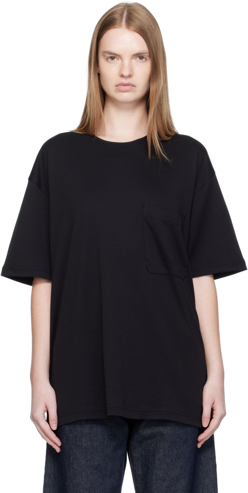 T-shirt LEMAIRE Lemaire Relaxed Pocket T-Shirt Svart | TO1457 LJ1043
