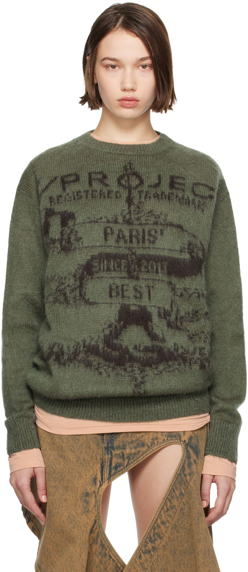 Sweater Y/PROJECT Jacquard Pullover Sweater Grön | 206SW001