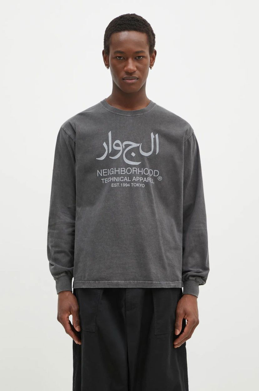T-shirt Neighborhood NEIGHBORHOOD Arabic Logo Long Sleeve T-Shirt Grå | 242PCNH.LT15