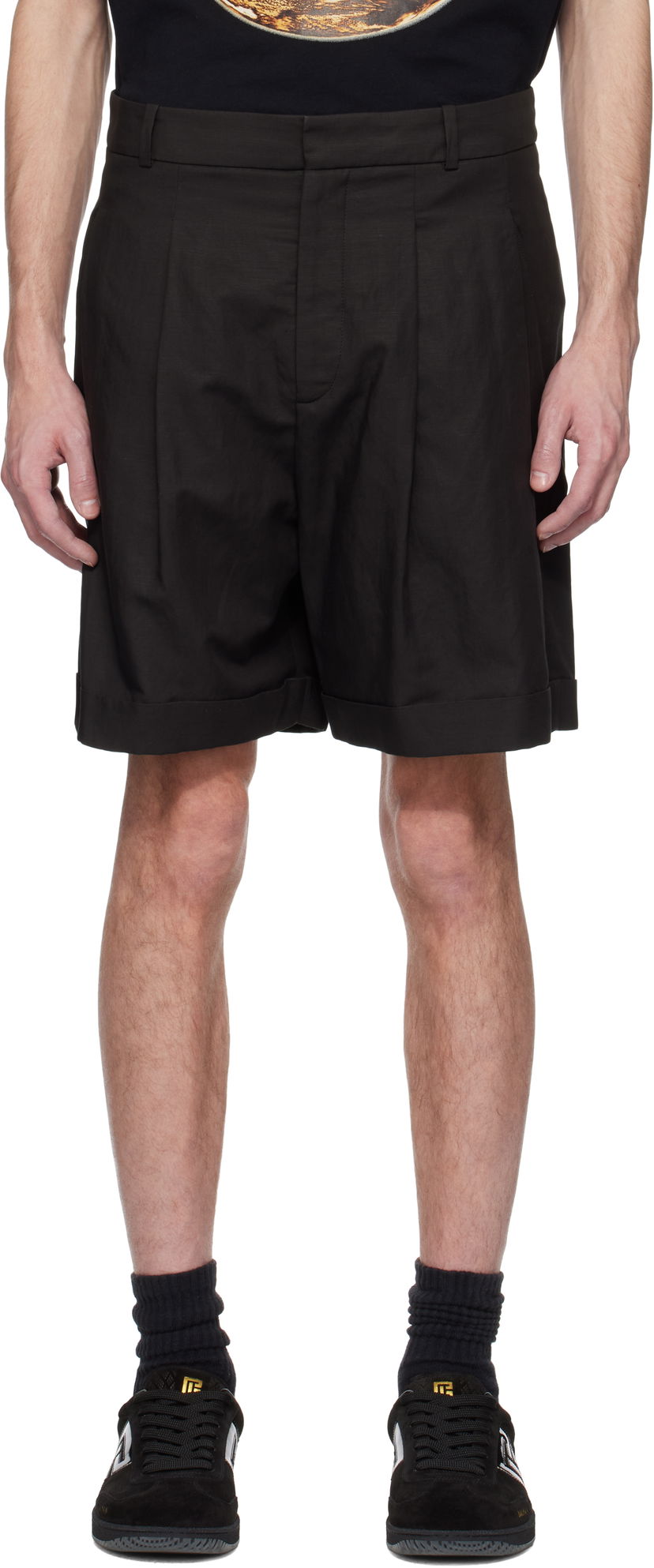 Shorts Balmain Balmain Pleated Bermuda Shorts Svart | EH0PB007VE90