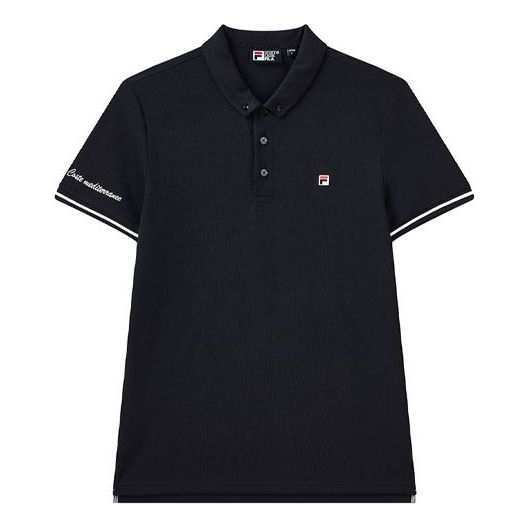 Polotröja FILA Embroidered Logo Casual Sport Polo Svart | F51M128114F-NV