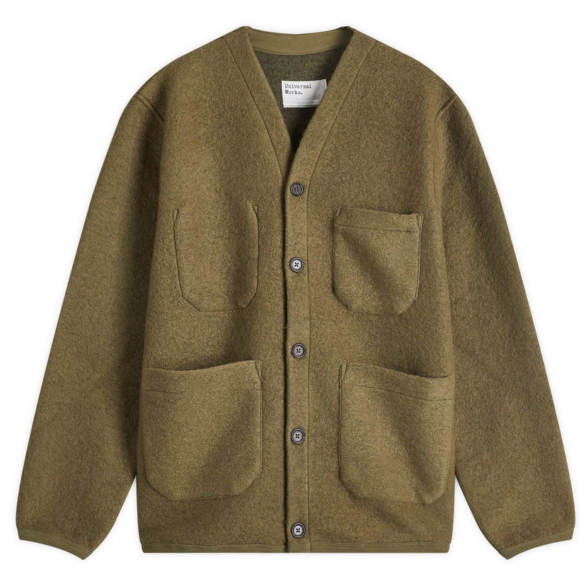 Sweater Universal Works Fleece Cardigan Large by Universal Works Grön | 29710-LVT