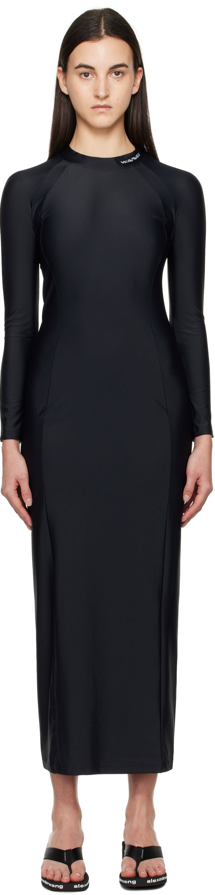 Klä Alexander Wang Alexander Wang Rashguard Long Sleeve Maxi Dress Svart | 4CC1256293