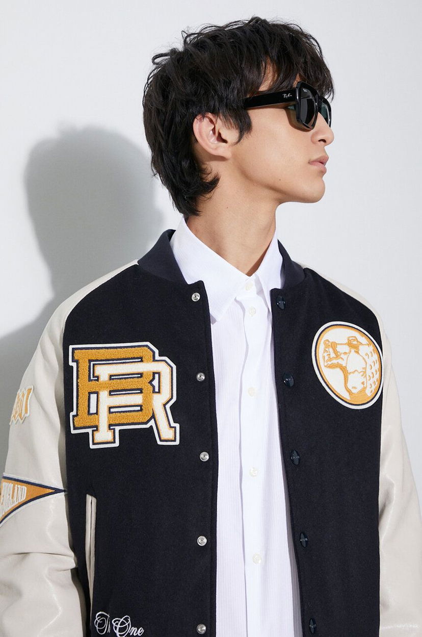 Bomberjacka Baracuta Baracuta Varsity Wool Blend Bomber Jacket Mörkblå | BRCPS0996