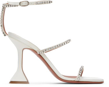 Sneakers och skor Amina Muaddi Gilda Crystal-Embellished Satin Heeled Sandals Vit | GILDA SANDAL SATIN, 0