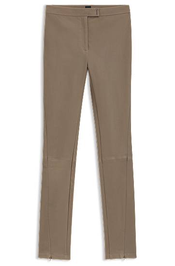 Damasker BOSS Leather Leggings Beige | 50541926