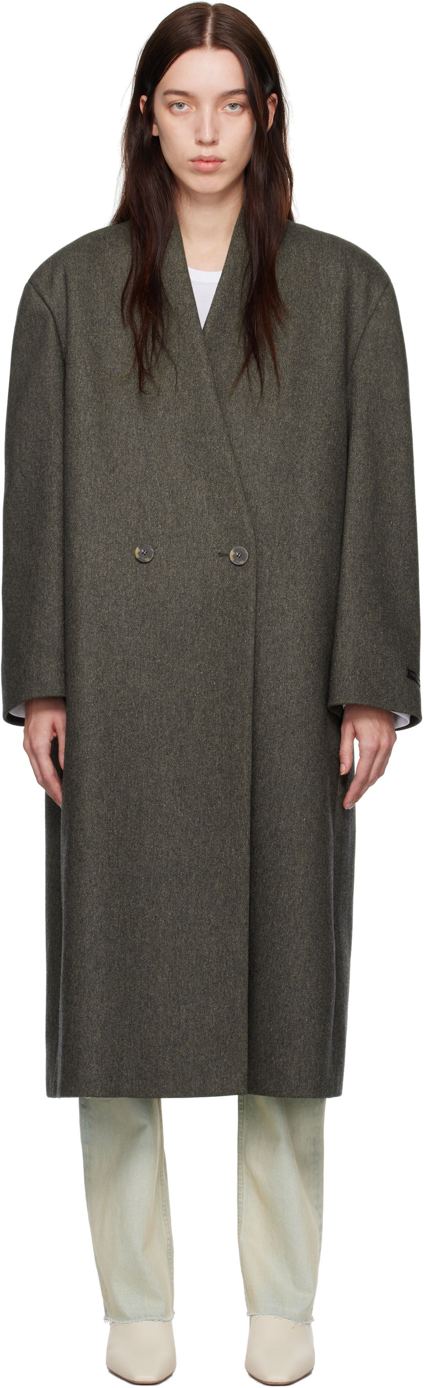 Rockar Fear of God Wool Lapelless Long Coat Grå | FG24FW30-624MIW