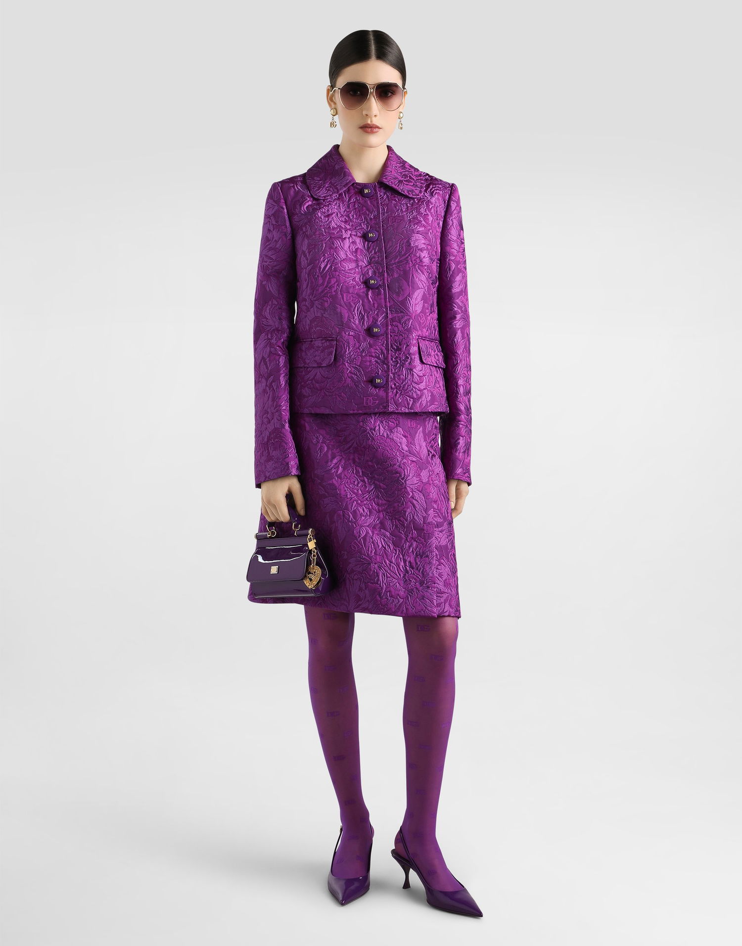 Kjol Dolce & Gabbana Dolce & Gabbana Peony Brocade A-Line Skirt Purpur | F4C2ETHJMQOF0571, 1