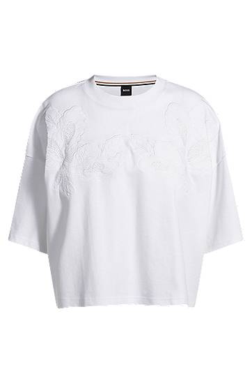 T-shirt BOSS T-Shirt with Embroidered Details Vit | 50541328