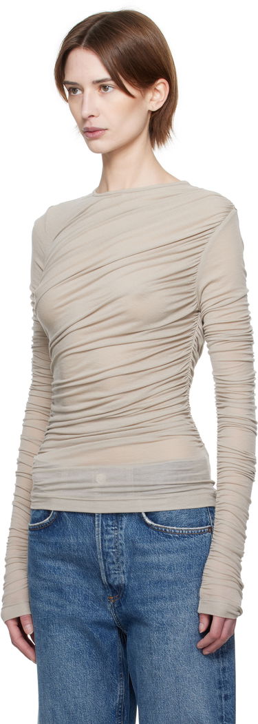 T-shirt AGOLDE Twist Long Sleeve T-Shirt Beige | A7317-1618, 3