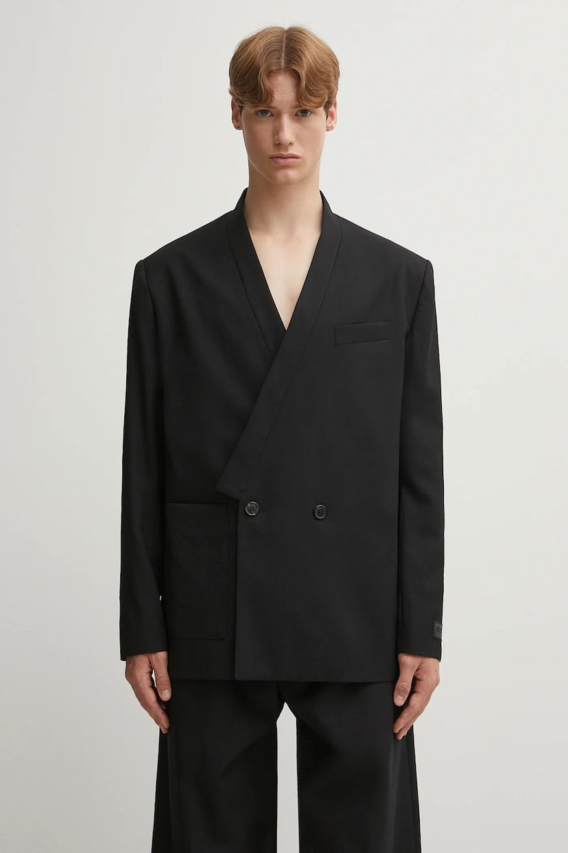 Jacka KENZO Wool Weave Kimono Tailored Double-Breasted Blazer Svart | FF65VE1309ID