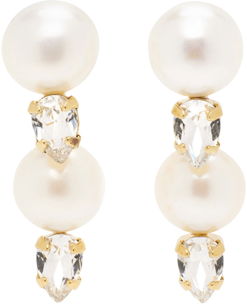 Örhängen Simone Rocha Simone Rocha Pearl Crystal Drop Earrings Vit | ERG502 0913