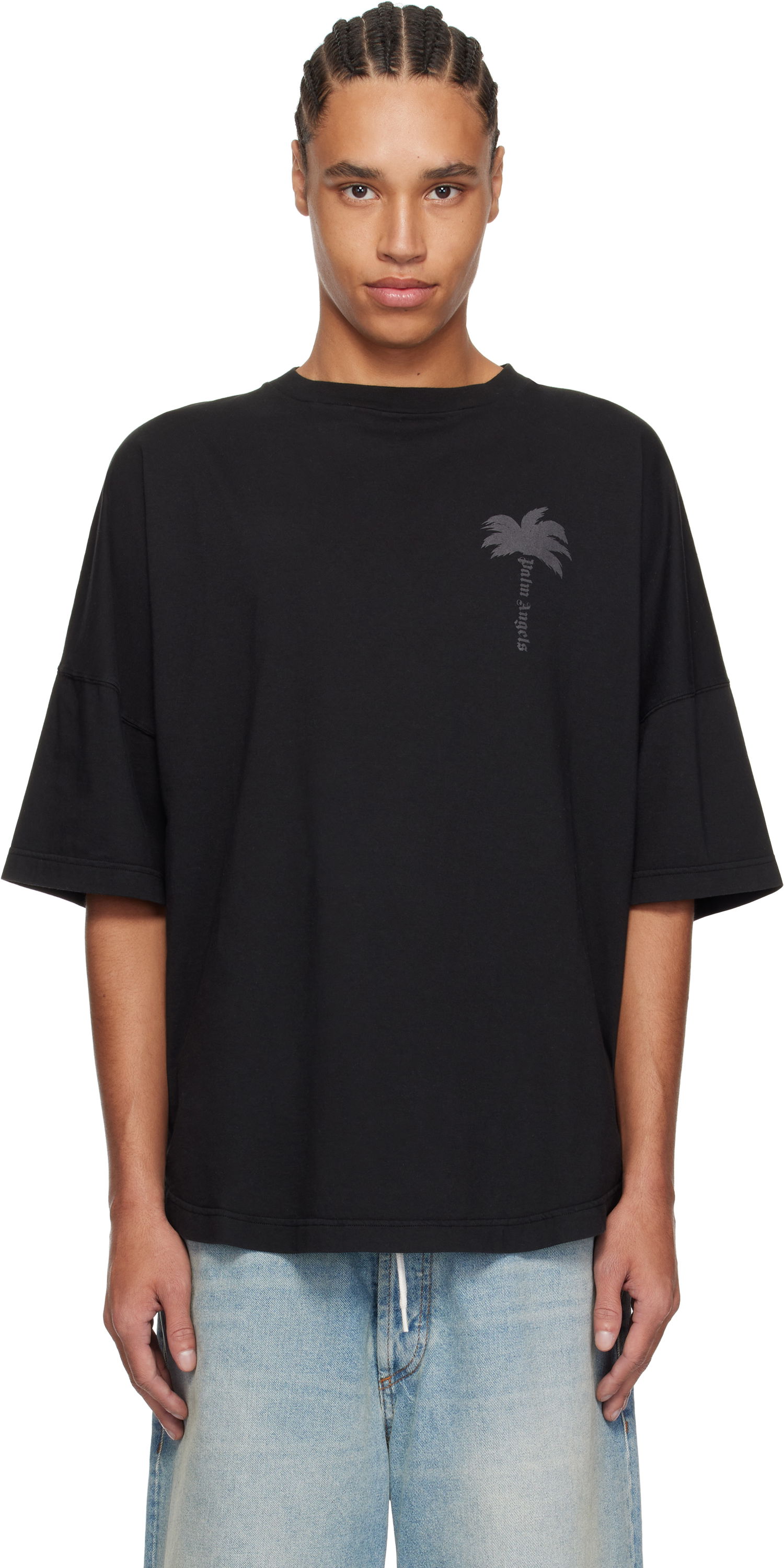 T-shirt Palm Angels Palm Angels Palms Over T-Shirt Svart | PMAA002S25JER0041313, 0