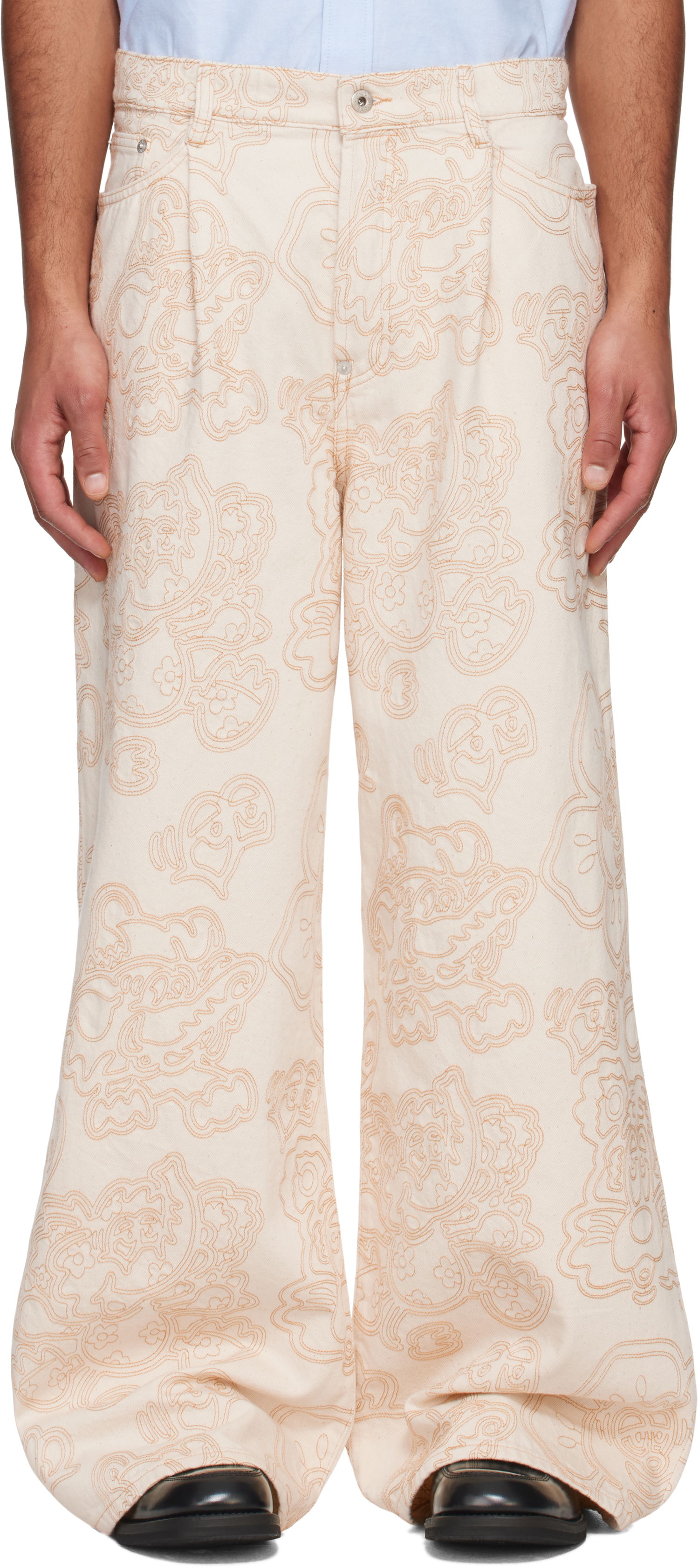 Byxor KENZO Kenzo Paris VERDY Edition Buggy Fit Jeans Beige | FF55DP4196W1, 0