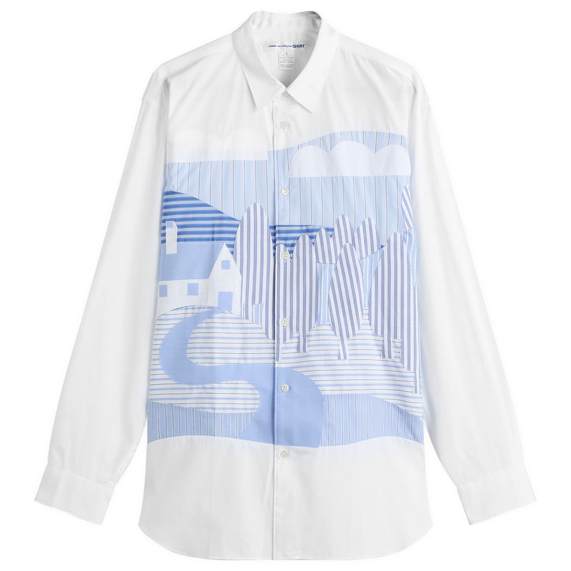 Skjorta Comme des Garçons Men's YD Stripe Patchwork Shirt, Size Large Vit | FP-B049-051-1