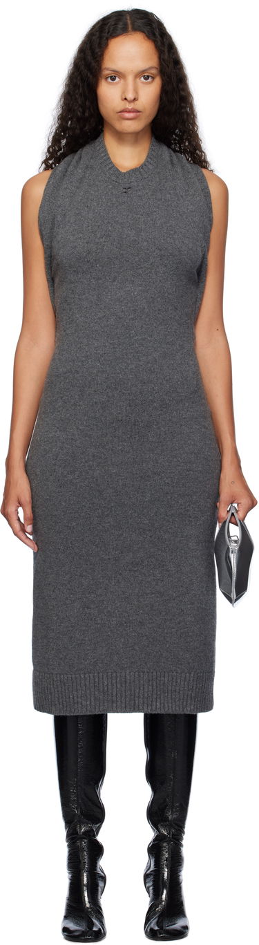 Klä Courrèges Over The Shoulder Midi Knit Dress Grå | 324MRO467FI0062, 0